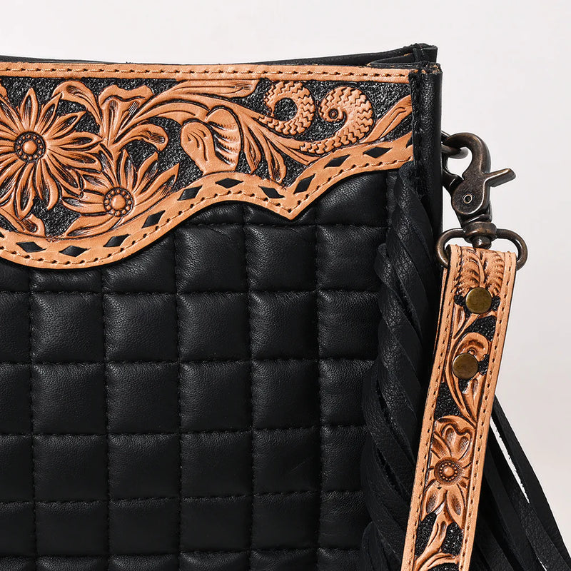 The Hand Tooled Cross body Tuck & Roll Design