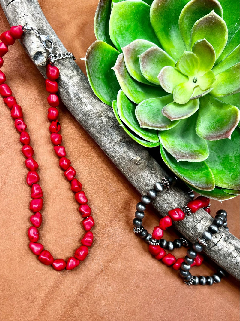 Stanton Red Natural Stone Necklace