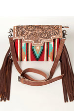 Tooled Leather Saddle Blanket Handbag