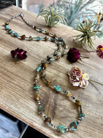 38 Iong turquoise nuggets necklace with shell