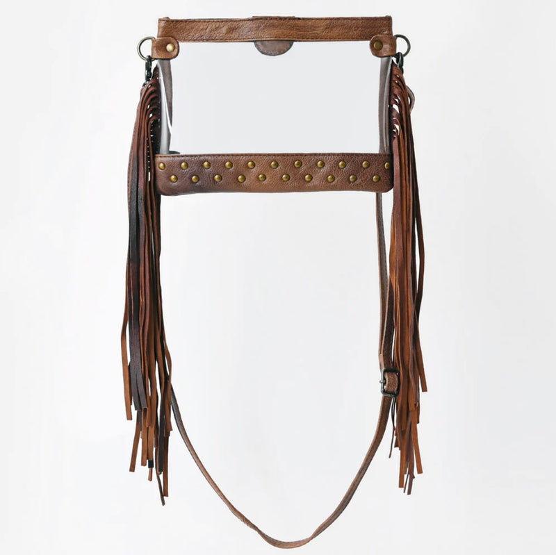 Tooled Clear Bag With Fringe