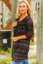 The Black Mesh Cowboy Boots 3/4 Sleeve