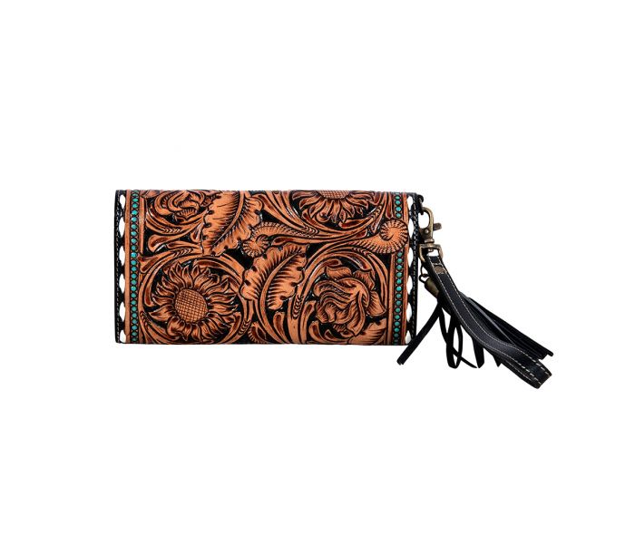 Prairie Rose Hand Tooled Wallet