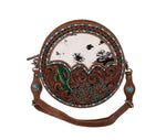 Prairie Dreams Hand Tooled Round Bag