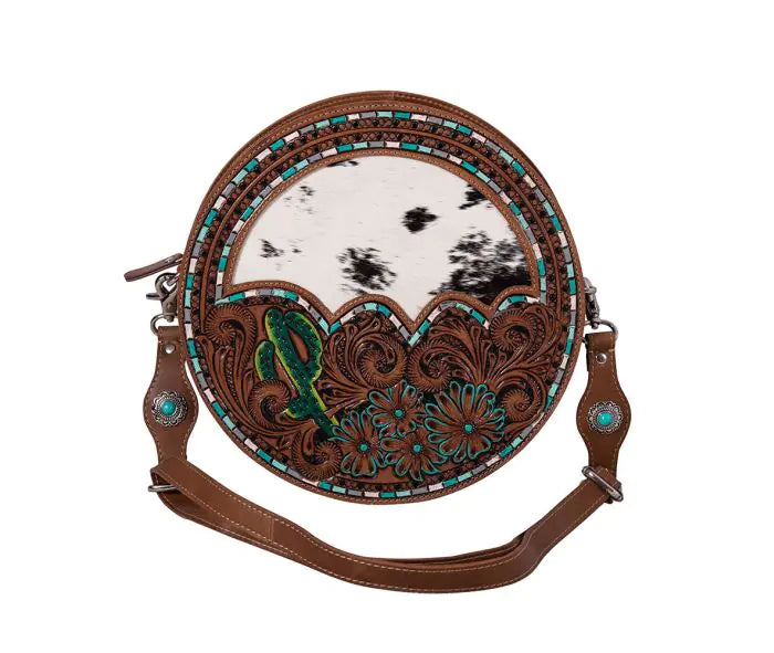 Prairie Dreams Hand Tooled Round Bag