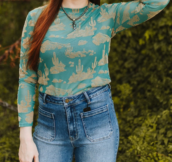 Western Desert Burnout Long Sleeve Mesh
