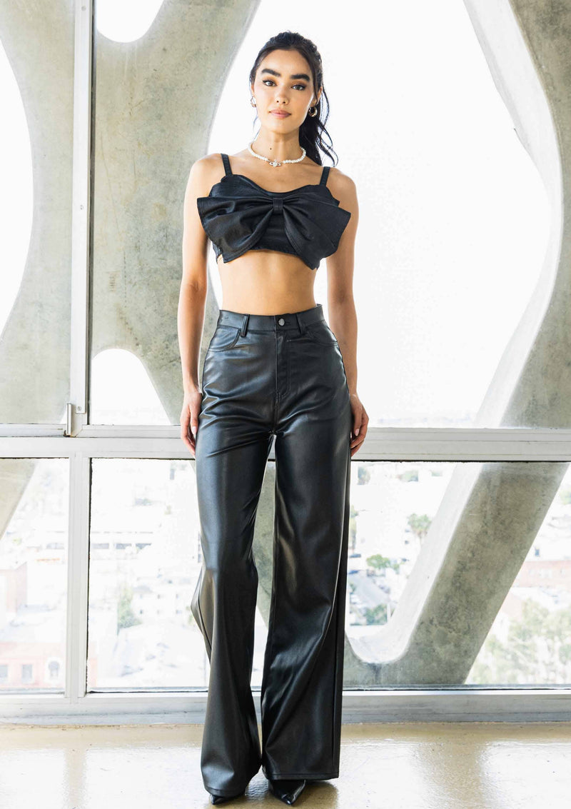 Vibrant Pleather Wide Leg Pants