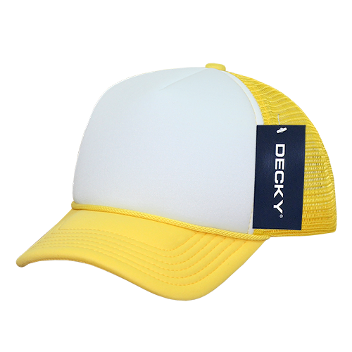 The Park Wholesale - Decky 7010 - Kids, Youth Trucker Foam Hats, Mesh Back - 7010: Yellow/White