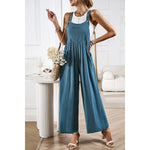 Supreme Fashion - Solid Wide Leg Pocketed Shoulder Tie Overalls: Light blue / L