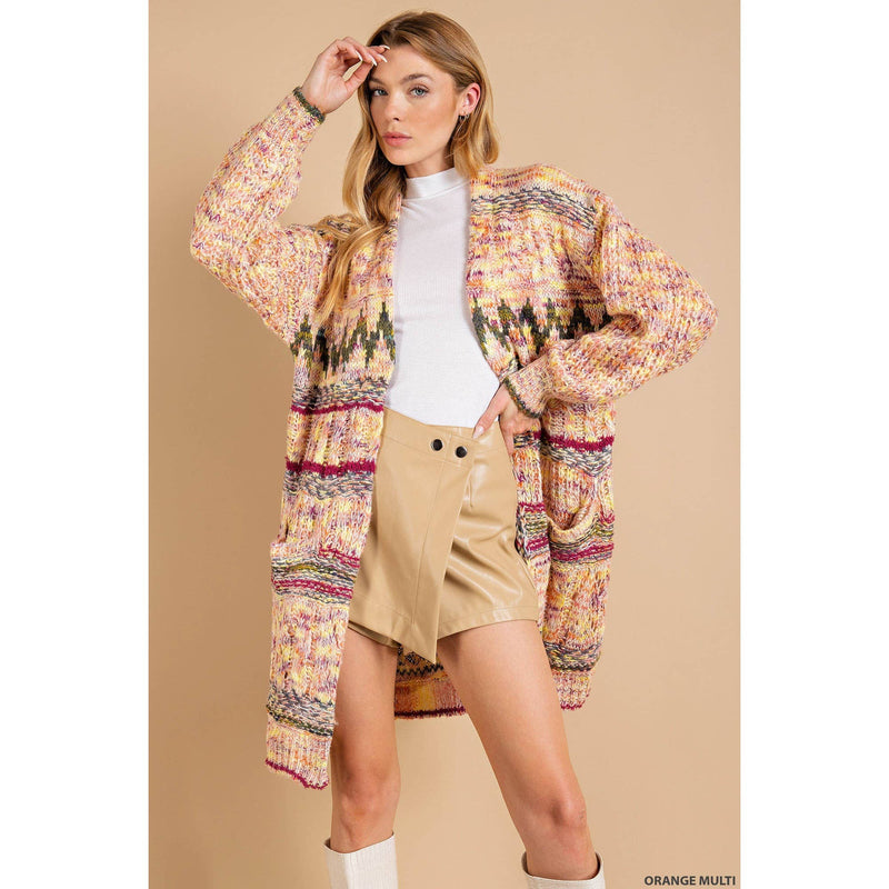 BOHO INSPIRED COLORFUL OPEN CARDIGAN MULTI Color