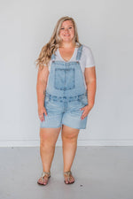 Rubies + Honey - 53002L, Light-Wash Overalls Shorts: X-Small