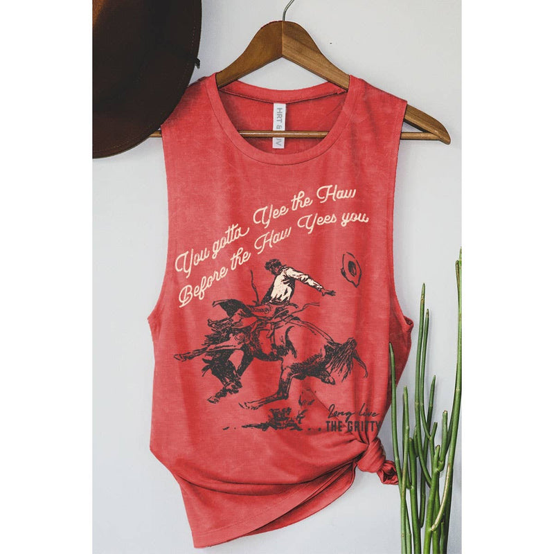 LONG LIVE THE GRITTY GRAPHIC TANK TOP: MINERAL SCARLETTE RED