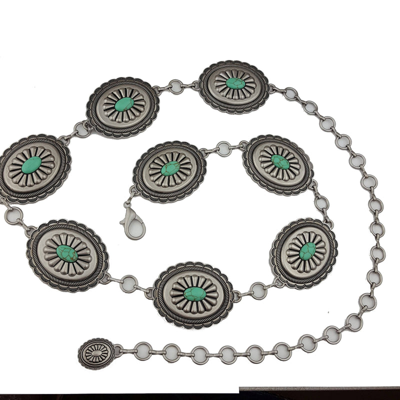 Western Oval Concho Chain with stones