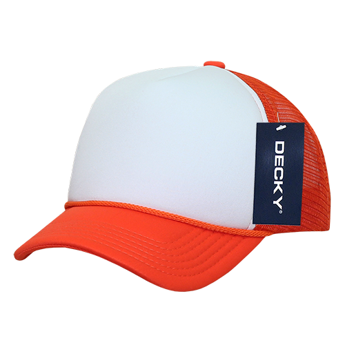 The Park Wholesale - Decky 7010 - Kids, Youth Trucker Foam Hats, Mesh Back - 7010: Orange/White