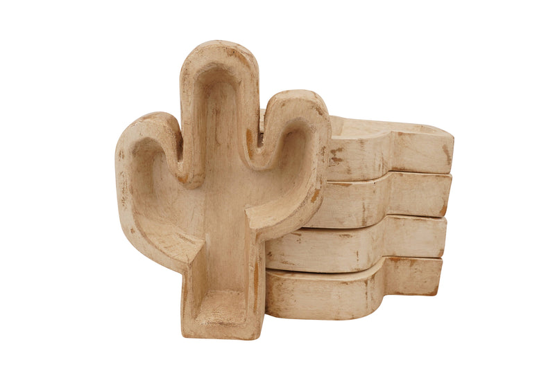 My Amigos Imports - Cactus Bowl-10 x 14 inch-Carved-Wood-Candle-4 Color Choices