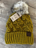 Bobble Knit Fur Pom Beanie