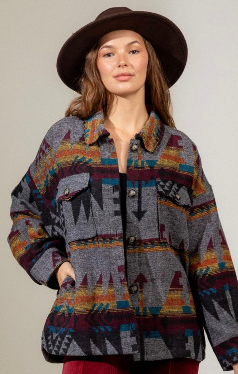 Multi Color Aztec Shacket