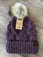 Bobble Knit Fur Pom Beanie