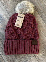 Bobble Knit Fur Pom Beanie