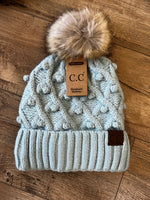 Bobble Knit Fur Pom Beanie