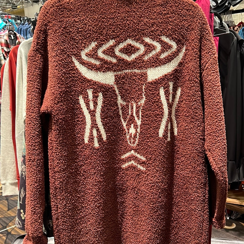 Fuzzy Long Horn Cardigan