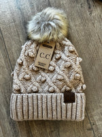 Bobble Knit Fur Pom Beanie